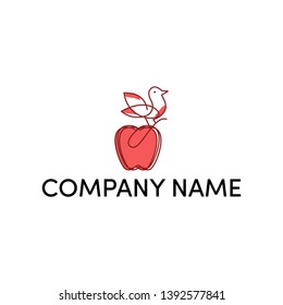 Simple and modern logo design for an apple and a bird
