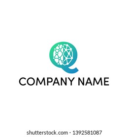 Simple and modern logo design for brain and connection