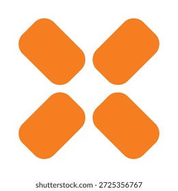 Um design de logotipo simples e moderno com quatro retângulos arredondados laranja dispostos em uma forma de 'X' contra um fundo branco.