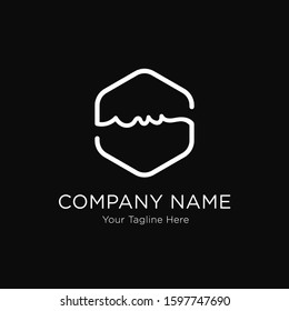 Simple modern logo design hexagon and wave. 