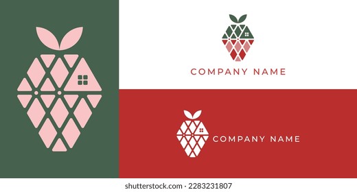 Simple and modern logo design. House and strawberry vector logo for your business