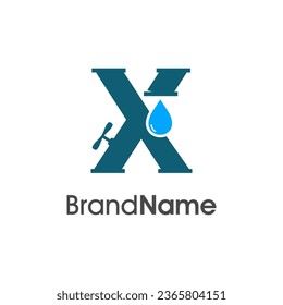 Simple and Modern logo design Initial X combine with pipe and water. The logo good for company related plumbing and constructions.