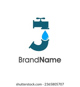 Simple and Modern logo design Initial J  combine with pipe and water. The logo good for company related plumbing and constructions.