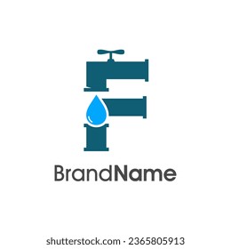 Simple and Modern logo design Initial F combine with pipe and water. The logo good for company related plumbing and constructions.
