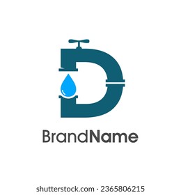 Simple and Modern logo design Initial D combine with pipe and water. The logo good for company related plumbing and constructions.