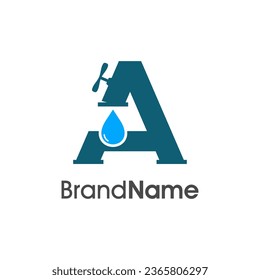 Simple and Modern logo design Initial A combine with pipe and water. The logo good for company related plumbing and constructions.