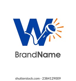 Simple and Modern logo design initial W combine with microphone. The logo good for company related music and logo can work as well in small size.