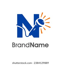 Simple and Modern logo design initial N combine with microphone. The logo good for company related music and logo can work as well in small size.