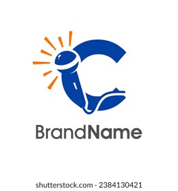Simple and Modern logo design initial C combine with microphone. The logo good for company related music and logo can work as well in small size.