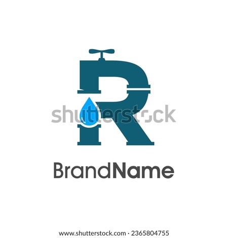 Simple and Modern logo design Initial R combine with pipe and water. The logo good for company related plumbing and constructions. Stock foto © 
