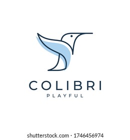 diseño de un logotipo sencillo y moderno con un símbolo de colibrí lúdico