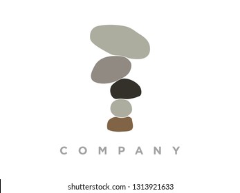 Simple modern logo design stone balance in white background. Recommended for company related zen and wellness.