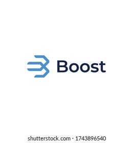 simple modern logo design with the symbol letter b the concept of speed or progress