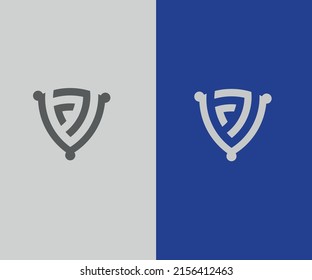 Simple and Modern Logo Emblem, Letter Vand J With Background Silver and Blue