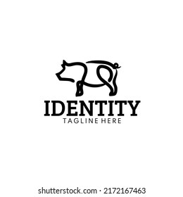 simple and modern logo farming with cow design monoline or outline style