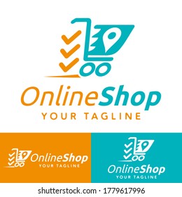 logotipo moderno sencillo, solución de compra rápida en línea basada en la tecnología digital contemporánea