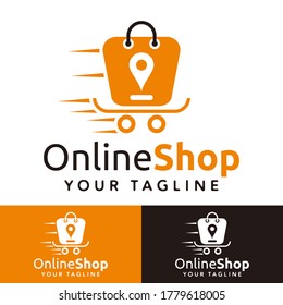 logotipo moderno sencillo, solución de compra rápida en línea basada en la tecnología digital contemporánea