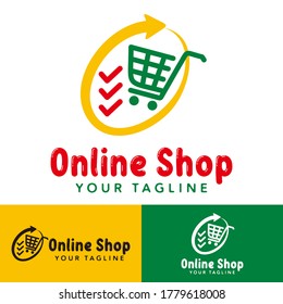 logotipo moderno sencillo, solución de compra rápida en línea basada en la tecnología digital contemporánea