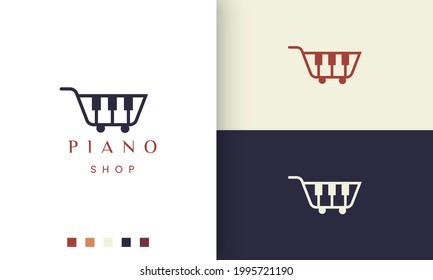 simple and modern logo or icon for piano shop