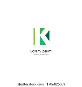 a simple modern logo of letter K with white background