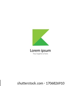 a simple modern logo of letter K with white background