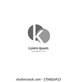 a simple modern logo of letter K with white background