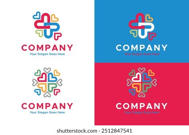 simple modern love symbol combination colorful vector illustration logo design