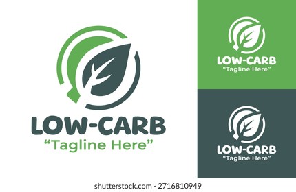 Un logotipo sencillo y moderno de bajo contenido de carbohidratos ideal para marcas de estilo de vida y servicios de alimentos saludables.
