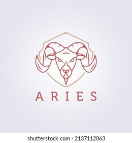 simple modern magic witchcraft astrology aries zodiac sign symbol icon logo vector illustration design