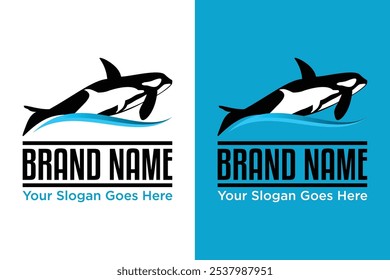 simple modern Mammal whale orca dolphin illustration logo design