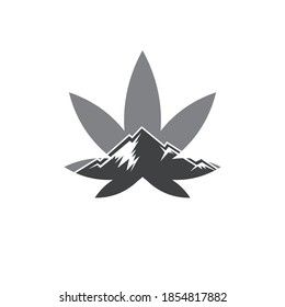 simple y moderna hoja de marihuana con icono del vector de montaña