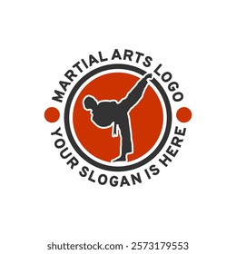 Simple and modern martial arts logo design vector illustration, perfect for self defense, extracurricular, and karate sport team logo on a white background