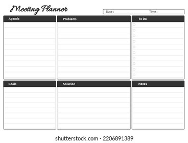 Simple Modern Meeting Planner Printable Template