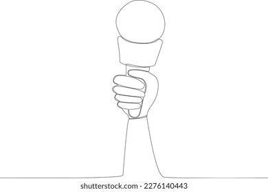 A simple modern microphone design. World press day one line drawing