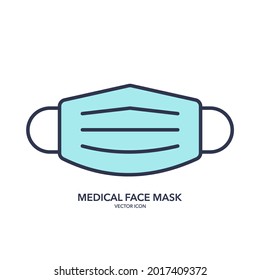 Simple, modern and minimal blue medical face mask icon. Illustration symbolizing protection against viruses and diseases.