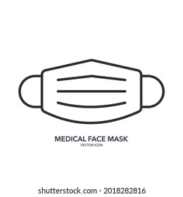 Simple, modern and minimal dark outlined medical face mask icon. Illustration symbolizing protection against viruses and diseases.