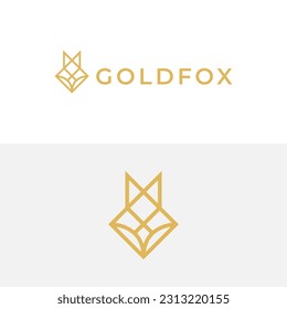 simple modern minimal elegant luxury fox head logo design with gold color