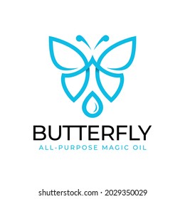 Simple, modern and minimalist beauty oil and butterfly icon logo for beauty company and natural living