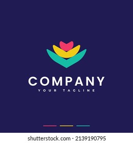 simple modern minimalist colorful flower logo