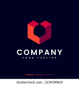 simple modern minimalist cube letter U logo