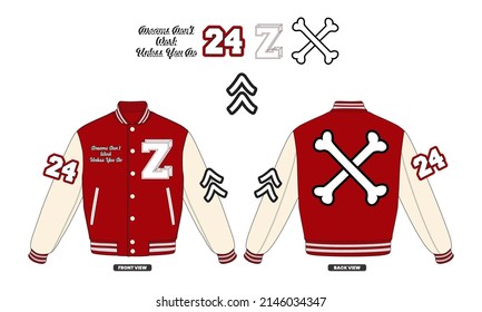 Simple Modern Minimalist Design Maroon And Cream Color Varsity Jacket Mockup V5 New Style Commercial Use