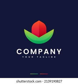 simple modern minimalist plant flower logo gradient