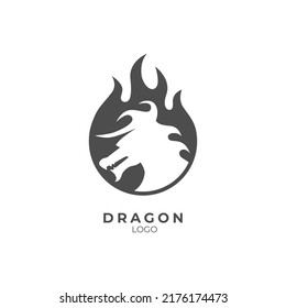 simple modern minimalist style dragon head logo template