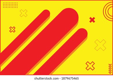 Simple modern and minimalistic abstract background with line objects in yellow and red color combination