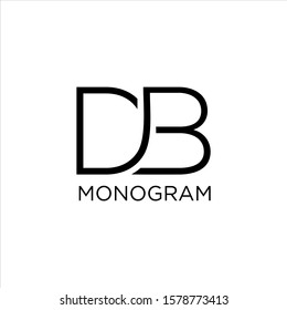 simple modern mono line text with D and B letter. monogram logo vector template
