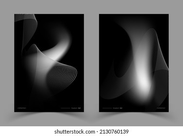 Simple and modern monochromatic black and white poster template with gradient style