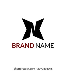 simple modern monogram logo template design of letter N with star