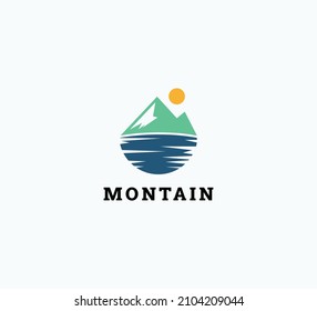 Simple Modern Montain Logo Design Vector