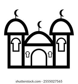 A simple modern mosque icon, depicting Islamic religious symbols with a minimalist and elegant design. Suitable for various design needs, from promotional materials, applications, to digital.