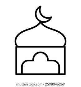 Simple and modern mosque with moon dome